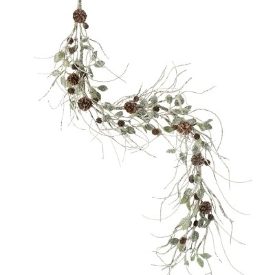 Sullivans Artificial Birch, Leaf and Pinecone Garland 60"L Green 4 Sullivans Artificial Birch, Leaf and Pinecone Garland 60"L Green - Image 2