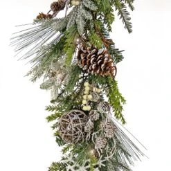 HGTV Home Collection 9ft Pre Lit Artificial Christmas Garland, Mixed Branch Tips , Decorated with Pinecones, Berries, Snowflakes, and Ornaments -Outlet Xmas Decor Tree Store GUEST 007f549a e517 4394 8b2c 2e7b409a26c7