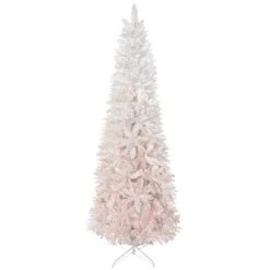 HOMCOM 70.75" Tall Unlit Pencil Fir Artificial Christmas Tree with Realistic Branches and 406 Tips, Pink and White -Outlet Xmas Decor Tree Store GUEST 00806523 15dc 4e17 917f 94e8b0db25ae