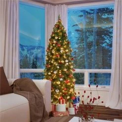 Yaheetech Pre-lit Slim Pencil Artificial Christmas Tree, Green -Outlet Xmas Decor Tree Store GUEST 009474a7 52ee 4547 bcc8 47a5d31266ac