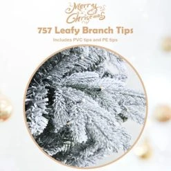 Tangkula Snow Flocked Christmas Tree, Pre-lit Artificial Xmas Tree w/ LED Lights & PE & PVC Branch Tips -Outlet Xmas Decor Tree Store GUEST 00d75353 304d 4763 8485 fbbf09d199a4