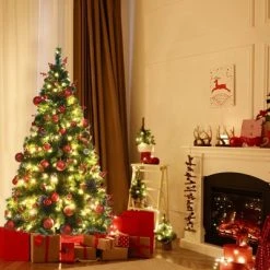 Tangkula Pre-lit Artificial Christmas Tree Includes LED Lights & Branch Tips -Outlet Xmas Decor Tree Store GUEST 00f18ffb 345d 49d9 ad58 94251e809754