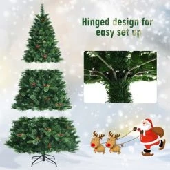 Costway 7ft Pre-lit Hinged Artificial Christmas Tree w/ Pine Cones & Red Berries -Outlet Xmas Decor Tree Store GUEST 012c01e8 7f9e 47ca 96d1 1a64eae3348e