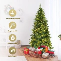 Costway 6ft Pre-lit PVC Artificial Half Christmas Tree 250 LED Lights -Outlet Xmas Decor Tree Store GUEST 01ae953a 2779 4c1e be66 81abd983bc53