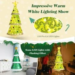 Tangkula 4.6 FT Pop-up Christmas Tree Collapsible Artificial Xmas Tree w/110 Warm Lights Tree Top Star Metal Base Lighted Christmas Decor -Outlet Xmas Decor Tree Store GUEST 01d4250a 05be 440c b513 bc71a58fb128
