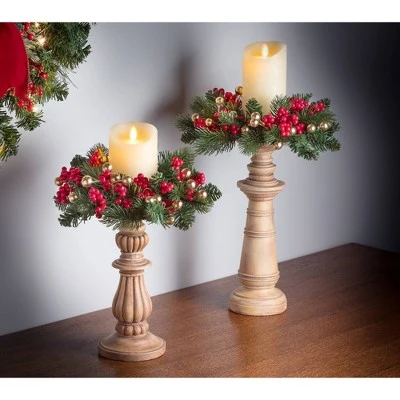 Haute Decor 2pk Classic Adjustable Candle Ring Artificial Swag Gold 5 Haute Decor 2pk Classic Adjustable Candle Ring Artificial Swag Gold - Image 3