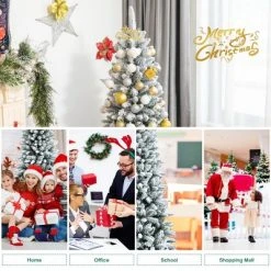 Costway 4.5ft Snow-Flocked Hinged Artificial Christmas Pencil Tree w/ 373 Mixed Tips -Outlet Xmas Decor Tree Store GUEST 032346ee 5bac 4bb1 aaea bff1e90fbf1c