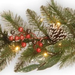 National Tree Company Pre-Lit Artificial Christmas Garland, Green, Frosted Berry Pine, With Pine Cones, Ball Ornaments, Plug In,9 Feet -Outlet Xmas Decor Tree Store GUEST 03237b81 b8ac 4954 9337 940e5b2a55b2
