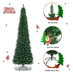 Costway 5'/6'/7'/8' /9' PVC Artificial Pencil Christmas Tree Slim Green -Outlet Xmas Decor Tree Store GUEST 03a21ac2 9861 4123 b37b 2425794a0c14