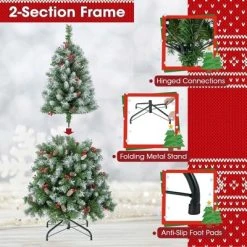 Costway 5FT/6.5FT/7.5FT Artificial Christmas Tree Hinged with 200/420/560/650 Warm LED Lights & 126/207/267/309 Red Berries 22 Costway 5FT/6.5FT/7.5FT Artificial Christmas Tree Hinged with 200/420/560/650 Warm LED Lights & 126/207/267/309 Red Berries -Outlet Xmas Decor Tree Store GUEST 03c382a7 c2b8 435e ab4e d580f3478778