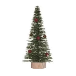 Transpac Artificial 10.24 in. Green Christmas Bottle Brush Tree with Ornaments