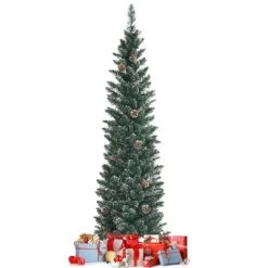 Tangkula 5/6/7FT Slim Pencil Tree Snowy Artificial Christmas Tree with 214/267/351 PVC Branch Tips & 25/31/41 Pine Cones Full Holiday Decoration Tree for Xmas 22 Tangkula 5/6/7FT Slim Pencil Tree Snowy Artificial Christmas Tree with 214/267/351 PVC Branch Tips & 25/31/41 Pine Cones Full Holiday Decoration Tree for Xmas -Outlet Xmas Decor Tree Store GUEST 04642025 7ea6 46b5 94c2 64401d813ca4