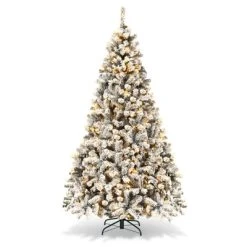 Costway Prelit 7.5ft Christmas Tree Flocked Xmas Snowy Tree 450 LED Lights -Outlet Xmas Decor Tree Store GUEST 04bc266b 6570 46cb bc61 d6af3f603a66