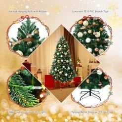 Tangkula 7.5FT Artificial Christmas Tree with 250 LED Lights Pre-Lit Hinged Xmas Tree with 1242 Branch Tips -Outlet Xmas Decor Tree Store GUEST 04f94cbd ed06 4247 87ff 7adfb4e70813