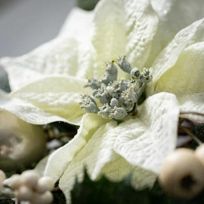 16"H Sullivans White Poinsettia Pick; Green 3 16"H Sullivans White Poinsettia Pick; Green