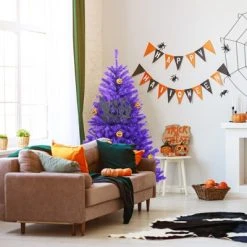 Tangkula Artificial Purple Christmas Tree, Prelit Purple Halloween Tree w/ Orange LED Lights & Pumpkin Ornaments 19 Tangkula Artificial Purple Christmas Tree, Prelit Purple Halloween Tree w/ Orange LED Lights & Pumpkin Ornaments -Outlet Xmas Decor Tree Store GUEST 05640a16 ebdb 496b 89d8 bdc4e8ecbfef