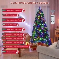 Costway 7ft Pre-lit Hinged Christmas Tree w/ Remote Control & 9 Lighting Modes -Outlet Xmas Decor Tree Store GUEST 066cc7c8 b54a 41dd 99fb 9faf3e2af989