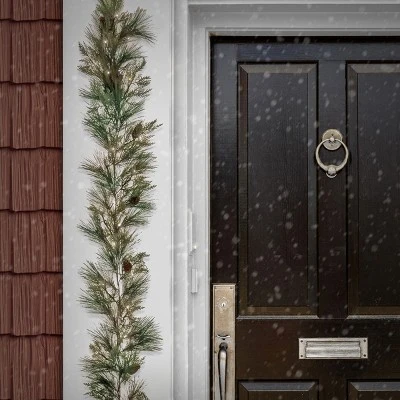 HGTV Home Collection 9ft Pre-Lit Black Tie Needle & Cedar Garland , Green, with Warm White LED Lights 3 HGTV Home Collection 9ft Pre-Lit Black Tie Needle & Cedar Garland , Green, with Warm White LED Lights