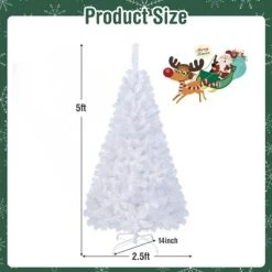Tangkula 5ft White Artificial PVC Christmas Tree Festive Winter w/Stand -Outlet Xmas Decor Tree Store GUEST 06e957ae 0939 43f2 9e4e 61a28cda606e