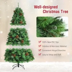 Tangkula 6ft Pre-lit Christmas Tree Artificial Christmas Pine Tree w/ 350 LED Lights & 814 Branch Tips -Outlet Xmas Decor Tree Store GUEST 0738381b c4dc 40c6 ab12 b9442da64764