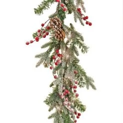 National Tree Company HGTV Home Collection 6ft Pre Lit Artificial Christmas Garland, Snow-dusted Branch Tips, Decorated with Pinecones, Berries, and Bows -Outlet Xmas Decor Tree Store GUEST 07a6934e 4a7a 4306 8030 e4bb10380e94