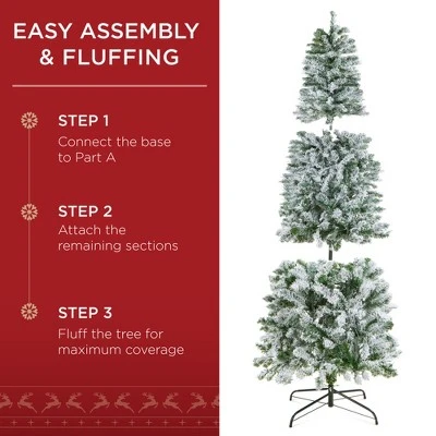 Best Choice Products Pre-Lit Artificial Snow Flocked Pencil Christmas Tree Holiday Decoration 5 Best Choice Products Pre-Lit Artificial Snow Flocked Pencil Christmas Tree Holiday Decoration - Image 3