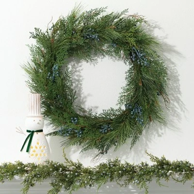 Sullivans 4' Juniper Pine Artificial Garland 48"L Green 3 Sullivans 4' Juniper Pine Artificial Garland 48"L Green