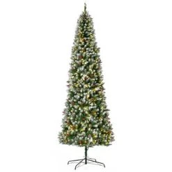 HOMCOM Pre-Lit Snow-Dipped Artificial Christmas Tree with Realistic Branches, LED Lights, Pine Cones, Red Berries and Tips -Outlet Xmas Decor Tree Store GUEST 088a1658 aa90 4daa 9a3a 47f18e9f09b7