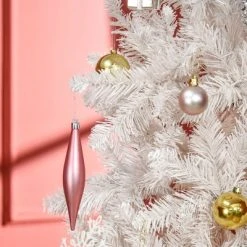 HOMCOM 70.75" Tall Unlit Pencil Fir Artificial Christmas Tree with Realistic Branches and 406 Tips, Pink and White -Outlet Xmas Decor Tree Store GUEST 08d888d2 213f 4e67 9bc6 42da4dac3454