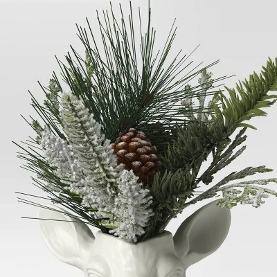 14" Potted Mixed Greenery in Deer Vase Christmas Artificial Plant - Wondershop™ 4 14" Potted Mixed Greenery in Deer Vase Christmas Artificial Plant - Wondershop™ - Image 2