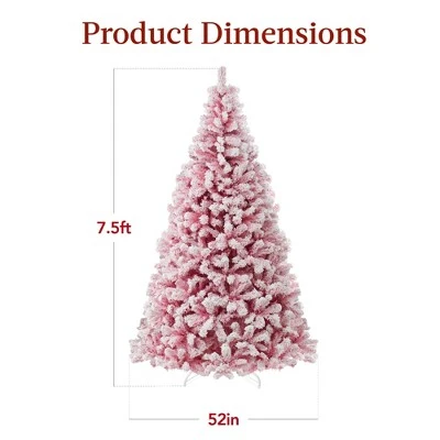 Best Choice Products Prelit Pink Artificial Christmas Tree, Snow Flocked Fir Holiday Decoration 8 Best Choice Products Prelit Pink Artificial Christmas Tree, Snow Flocked Fir Holiday Decoration - Image 6