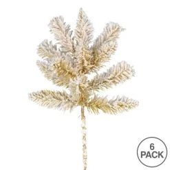 Vickerman 18" Frosted Gold Artificial Christmas Spray. Includes 6 sprays per pack.