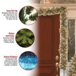 National Tree Company Pre-Lit Artificial Christmas Garland, Green, Glittery Bristle Pine, White Lights, Pine Cones, Frosted Branches, Plug In,9 Feet -Outlet Xmas Decor Tree Store GUEST 0a822b57 86f1 427e 8b6b 1c16ece0dbd0