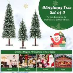 Costway Pre-Lit Christmas Tree Set of 3 Slim Artificial Lighted Xmas Decoration 3/4/5 FT -Outlet Xmas Decor Tree Store GUEST 0b01e5f7 8bd3 4b5d b98e 5ff8ea7eac5b
