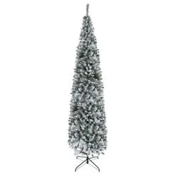 HOMCOM Tall Unlit Snow-Flocked Slim Artificial Christmas Tree with Realistic Branches -Outlet Xmas Decor Tree Store GUEST 0c6ef8f1 e36d 456a 8517 751f7d3bc861