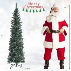 Costway 5ft/6ft/7ft Unlit Snowy PVC Artificial Slim Christmas Pencil Tree with Pine Cones -Outlet Xmas Decor Tree Store GUEST 0d2b3c54 6d2e 4a80 b4ed 15f9031480f2