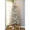 LuxenHome 7Ft Pre-Lit LED Artificial Flocked Slim Fir Christmas Tree