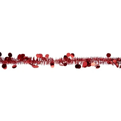 Northlight 50' x 1.5" Red Tinsel Christmas Garland with Polka Dots - Unlit 4 Northlight 50' x 1.5" Red Tinsel Christmas Garland with Polka Dots - Unlit - Image 2