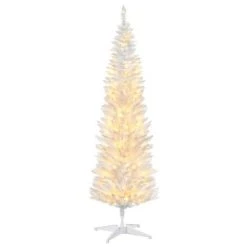 HOMCOM 5' Tall Pre-Lit Slim Noble Fir Artificial Christmas Tree with Realistic Branches, 110 Warm White LED Lights and 294 Tips 14 HOMCOM 5' Tall Pre-Lit Slim Noble Fir Artificial Christmas Tree with Realistic Branches, 110 Warm White LED Lights and 294 Tips -Outlet Xmas Decor Tree Store GUEST 0f718c9a 3d40 44db 9d92 ff4295ebacf9