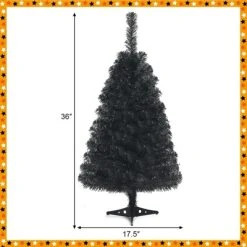 Tangkula 3 Ft Black Artificial Tree Unlit Halloween and Christmas Decoration Tree Compact Festival Party Supplies -Outlet Xmas Decor Tree Store GUEST 0f9f4ba9 1135 4280 9d72 99dc45f68af3
