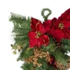 Northlight 32" Pine and Poinsettias Artificial Christmas Teardrop Swag - Unlit