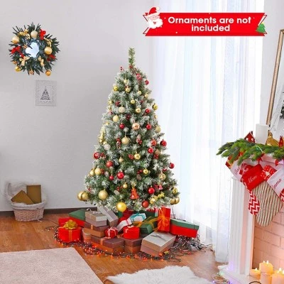 Costway 5FT/6.5FT/7.5FT Artificial Christmas Tree Hinged with 200/420/560/650 Warm LED Lights & 126/207/267/309 Red Berries 5 Costway 5FT/6.5FT/7.5FT Artificial Christmas Tree Hinged with 200/420/560/650 Warm LED Lights & 126/207/267/309 Red Berries - Image 3