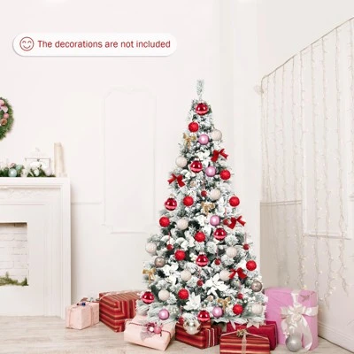 Tangkula Artificial Snow Flocked Christmas Tree 6FT Hinged Christmas Tree W/ 631 Branch Tips 7 Tangkula Artificial Snow Flocked Christmas Tree 6FT Hinged Christmas Tree W/ 631 Branch Tips - Image 5