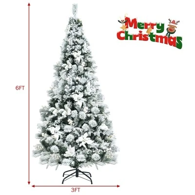 Tangkula Artificial Snow Flocked Christmas Tree 6FT Hinged Christmas Tree W/ 631 Branch Tips 10 Tangkula Artificial Snow Flocked Christmas Tree 6FT Hinged Christmas Tree W/ 631 Branch Tips - Image 8