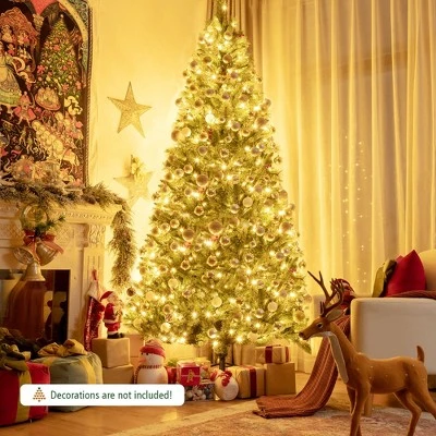 Costway 8ft Pre-lit Hinged Artificial Christmas Tree w/ Pine Cones & Red Berries 4 Costway 8ft Pre-lit Hinged Artificial Christmas Tree w/ Pine Cones & Red Berries - Image 2