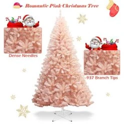 Tangkula 7ft Pink Artificial Christmas Tree 937 Hinged tips w/ Metal Stand Holiday Season -Outlet Xmas Decor Tree Store GUEST 11448c5b 04b5 4d42 a5e0 4f0ee3c03840