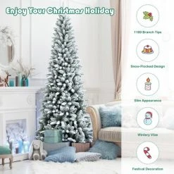 Costway 7.5ft Snow-Flocked Hinged Artificial Christmas Pencil Tree w/ 1189 Mixed Tips 17 Costway 7.5ft Snow-Flocked Hinged Artificial Christmas Pencil Tree w/ 1189 Mixed Tips -Outlet Xmas Decor Tree Store GUEST 117e0548 7548 44cd a148 6a8a57c385c7