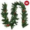 Costway 9Ft Pre-lit Artificial Christmas Garland Red Berries w/ 100 LED Lights & Timer -Outlet Xmas Decor Tree Store GUEST 124c07a6 38f4 469a 8ff4 72323afc836e