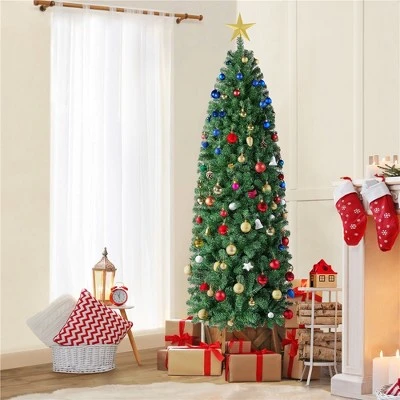 Yaheetech Artificial Christmas Tree Holiday Decoration Slim Tree, Green 5 Yaheetech Artificial Christmas Tree Holiday Decoration Slim Tree, Green - Image 3