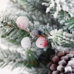 LuxenHome 3Ft Pre-Lit Artificial Flocked Pine Christmas Tree with Pine Cones, Berries, and Metal Pot -Outlet Xmas Decor Tree Store GUEST 13d3ab0a 6c75 4d0e ba8a 34013f6441de